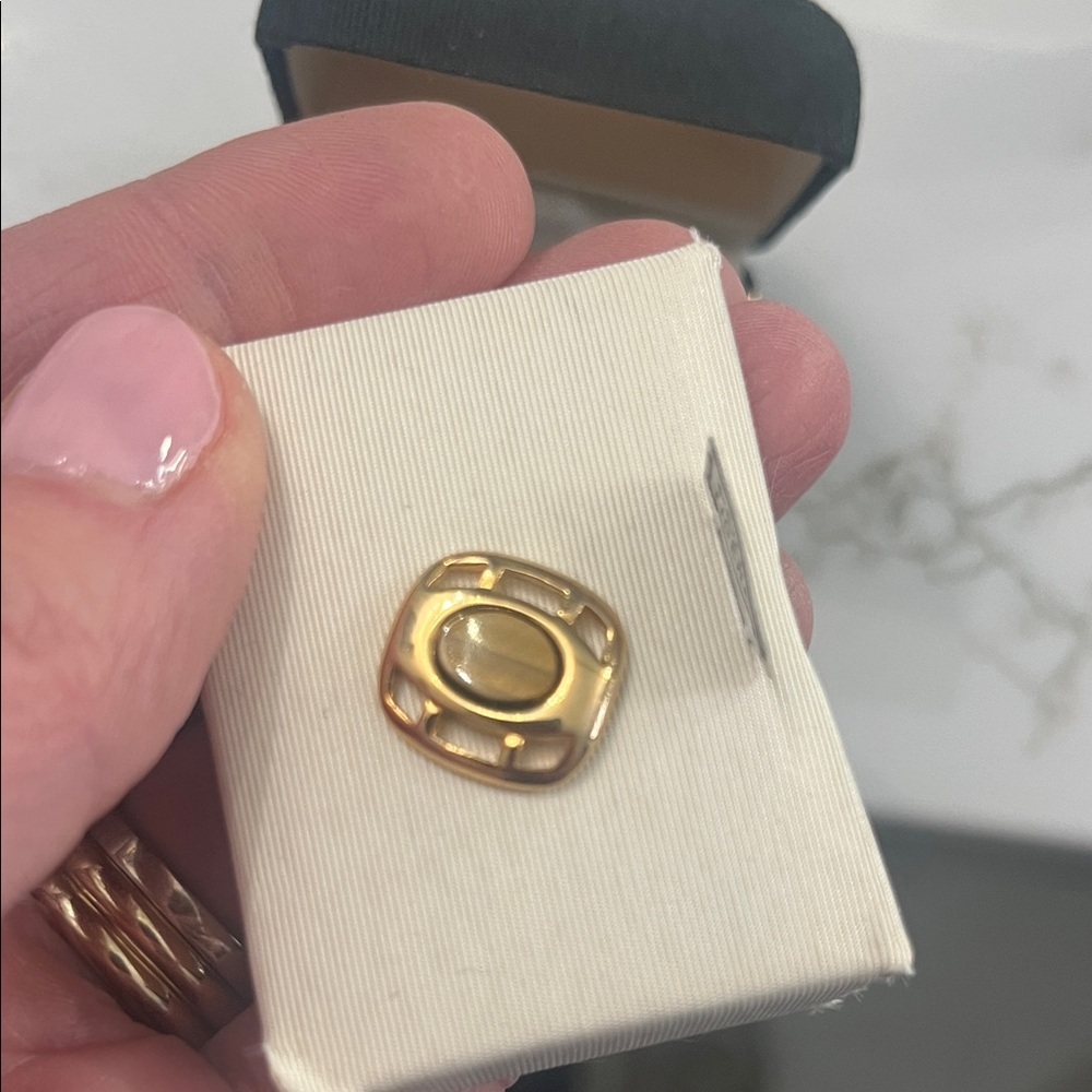 SWANK Gold Tie pin with Tiger Eye Stone - Picture 4 of 4